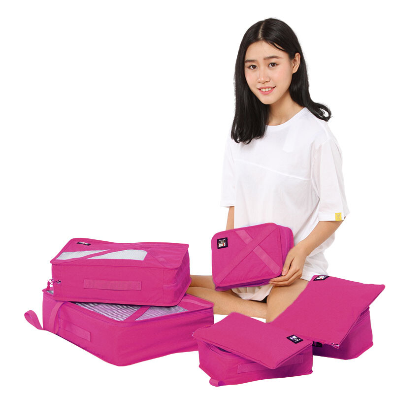 Bi Meimei / bubm travel storage bag wash storage set travel storage bag luggage compartment clothes finishing storage bag shoe bag storage bag QJT rose red