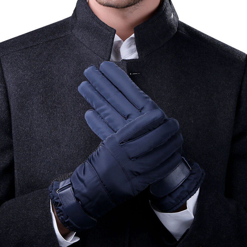 Chidong men's down cotton thickened warm gloves waterproof touch screen gloves windproof cycling winter skiing all size Tibetan green