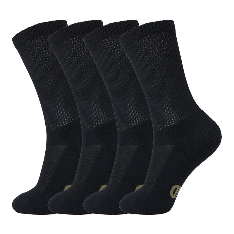 MD men's socks bamboo pulp fiber Terry thickened leisure stockings mesh breathable and comfortable not stuffy feet Black 4 pairs of one size