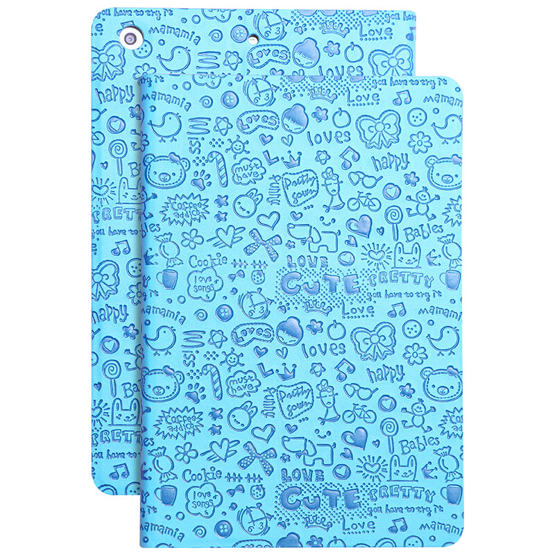 Biaze Apple iPad mini2 / 3 / 1 protective case / thin anti falling intelligent dormant leather case little witch series PB01 blue