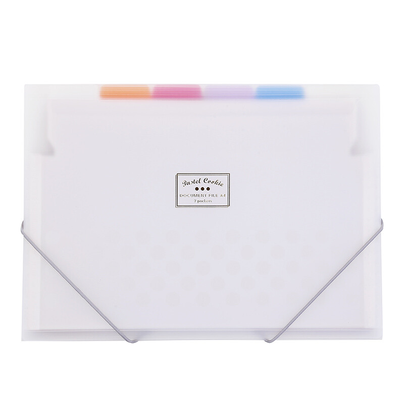 Kokuyo light color cookies student thin elastic organ bag / information book / folder / storage bag A4 6 layers 7 bags transparent wsg-dfc70t