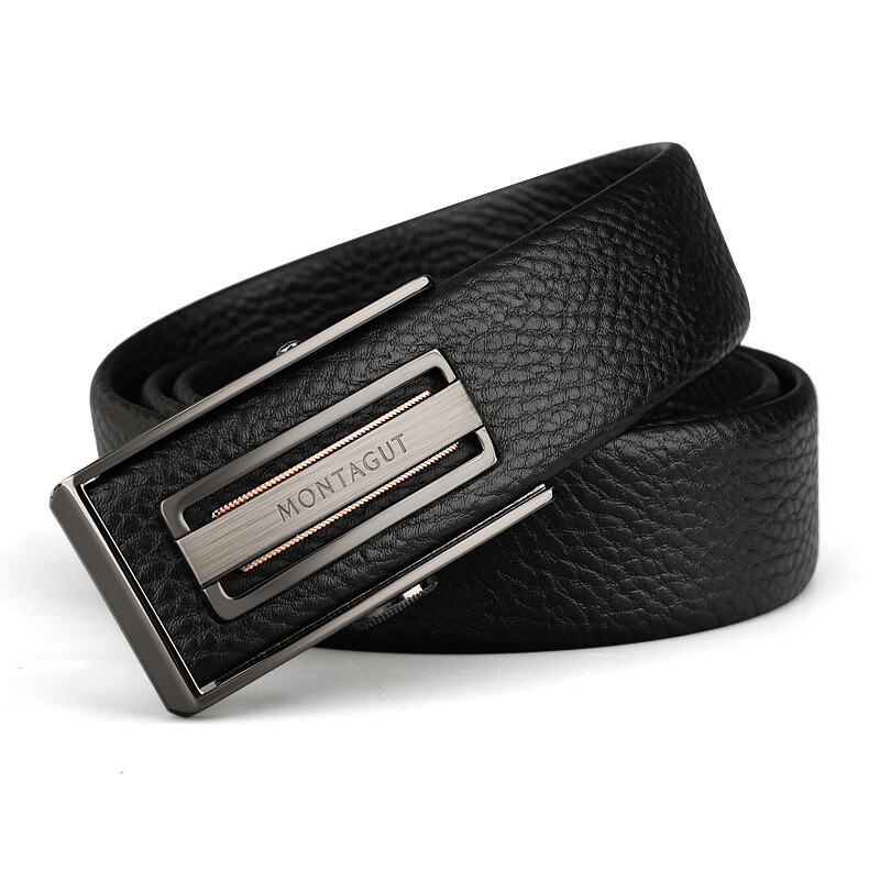Montagut belt men's automatic buckle inner wear youth fashion versatile business men's all inclusive soft cowhide belt middle-aged trouser belt r743170021a8 black