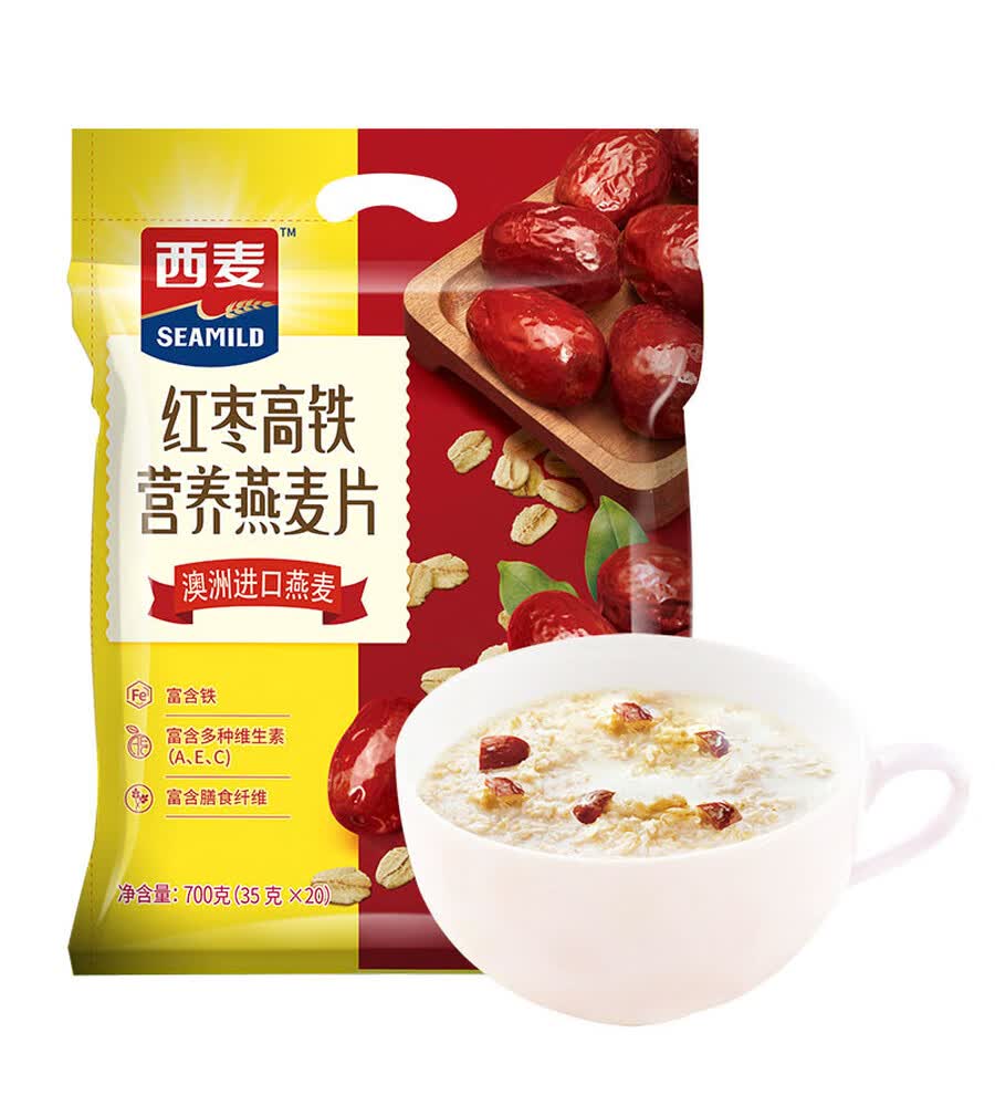 西麦燕麦片 冲调谷物营养早餐代餐 红枣高铁700g袋独立包装