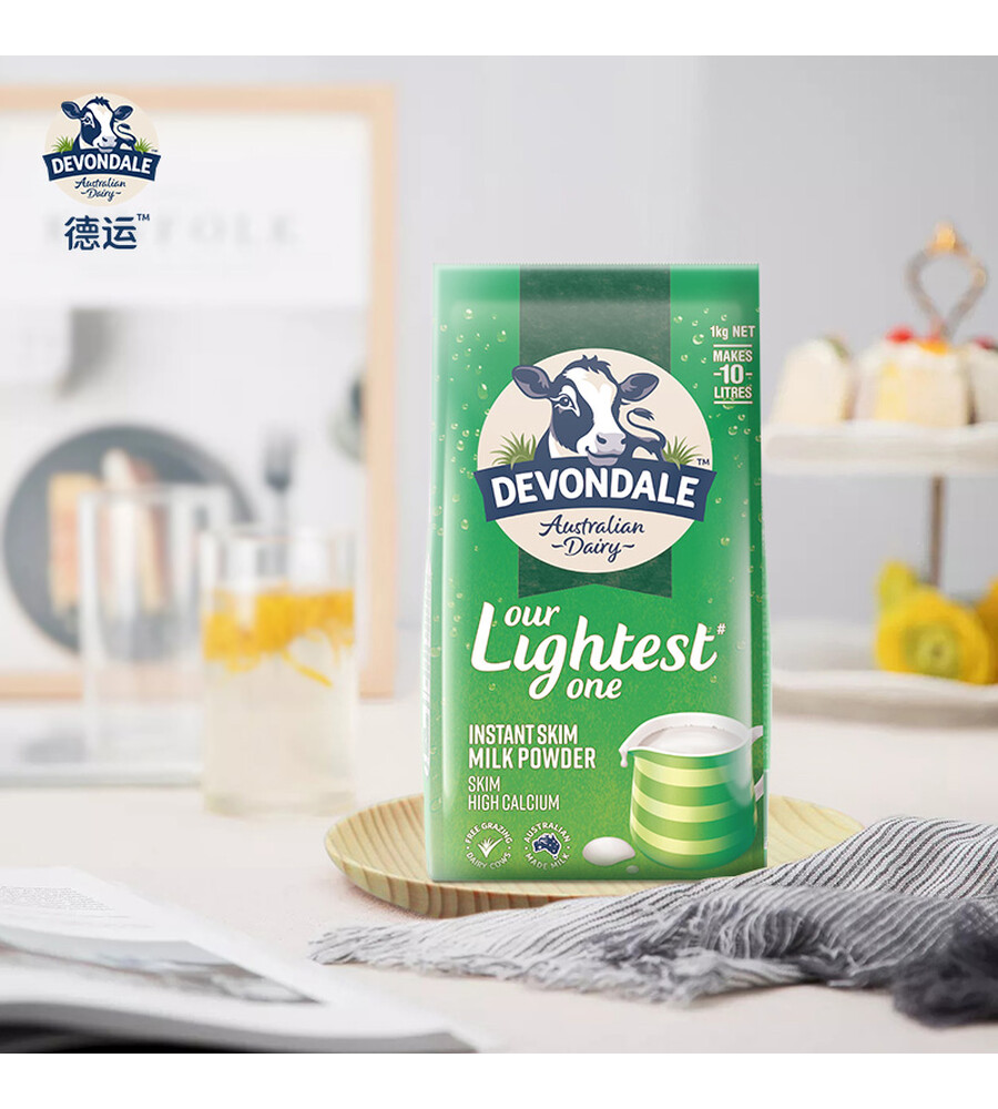 德运devondale澳大利亚原装进口脱脂成人奶粉1kg袋装调制乳奶粉学生