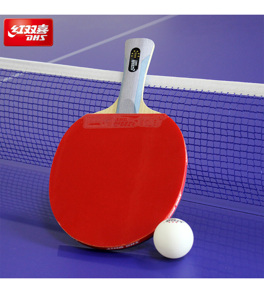 红双喜(dhs)乒乓球拍 六星横拍r6002进攻型双面反胶竞技套胶弧圈结合