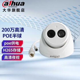大华dahua摄像头监控室外200万录音监控摄像机红外夜视高清poe网线供电摄像机远程监控器 DH-P20T1 3.6mm 镜头