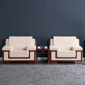 麦森（maisen）办公沙发 现代简约办公室商务接待会客沙发 单人位米白色*2+茶几可定制 MS-BT-2058