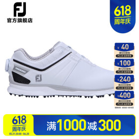 FootJoy高尔夫球鞋男士FJ新款Pro/SL Carbon专业竞技防滑耐磨无钉运动鞋 白/黑53194 6.5=39码