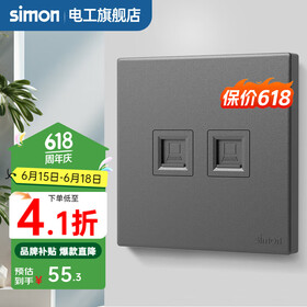 西蒙（SIMON） 开关插座面板五孔插座空调网络单开双控一开五孔usbC60荧光灰 二位电脑（六类） 弱电类