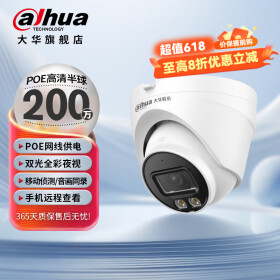 dahua大华摄像头监控室外200万录音监控摄像机红外夜视高清poe网线供电摄像机远程监控器 DH-P20T1-A-IL 2.8mm 镜头