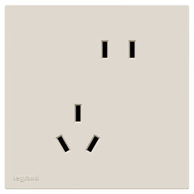 罗格朗（LEGRAND） 开关插座面板 五孔插座暗装电源套装 畅境奶油白错位五孔10只 插座