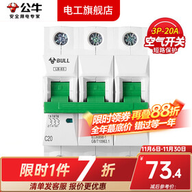 公牛空气开关空开开关63A小型断路器家用100A塑壳电闸总闸3P过载4P 3P/20A