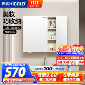 悍高（HIGOLD）浴室柜卫生间奶油风地柜洗漱台美妆洗脸盆镜柜单件  普通镜柜（不含地柜） 88cm