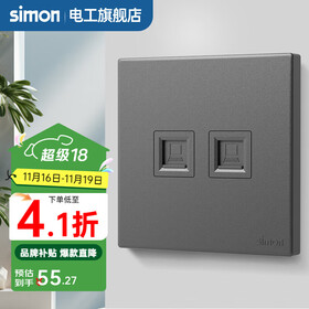 西蒙（SIMON） 开关插座面板五孔插座空调网络单开双控一开五孔usbC60荧光灰 二位电脑（六类） 弱电类
