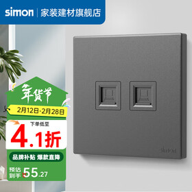 西蒙（SIMON） 开关插座面板五孔插座空调网络单开双控一开五孔usbC60荧光灰 二位电脑（六类） 弱电类