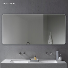莱姆森（Lamxon）浴室镜子 挂墙 高清银镜无框防爆 卫生间洗手间壁挂式 宽900*高700mm高清防爆【横款】
