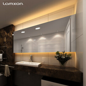 莱姆森（Lamxon） 现代风上下背光led智能浴室镜人体感应卫生间镜子挂墙防爆防雾 【超白玻】宽150*高80cm横款