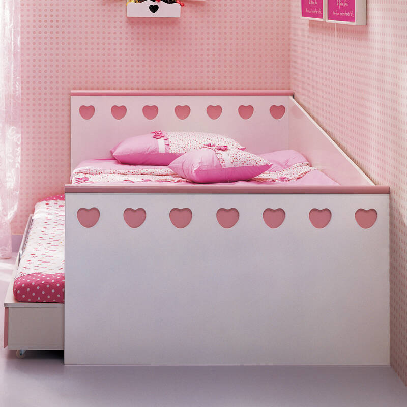 糖果屋梯形儿童床婴儿床子母床上下双层床且四周都有围栏不包括床垫1.