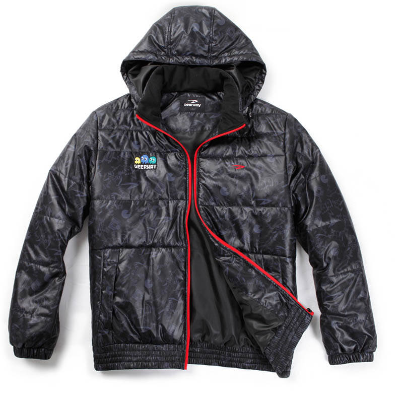 德尔惠deerway 男子街玩系列薄棉夹克外套 53212418 正黑 xl