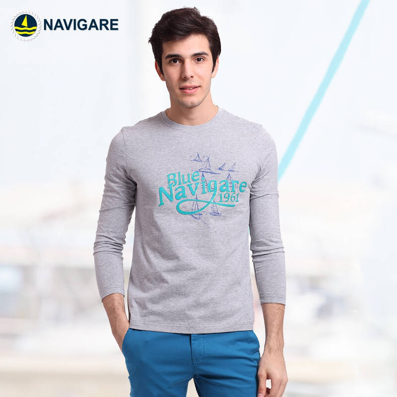 纳维凯尔/navigare 新款男装夏季时尚休闲圆领t恤 a3150003 929/烟灰