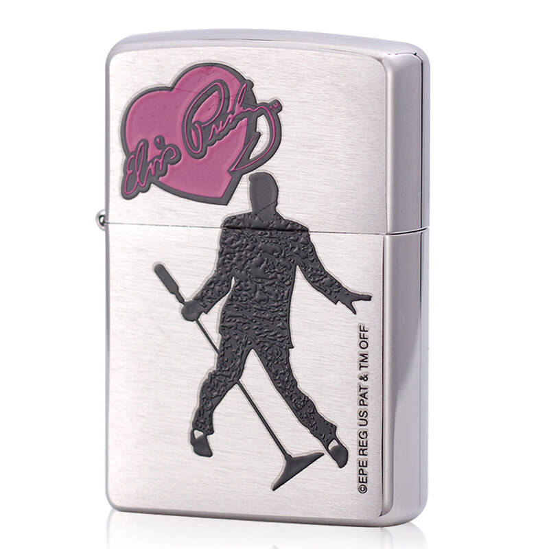 zippo打火机 猫王剪影粉红心 24785