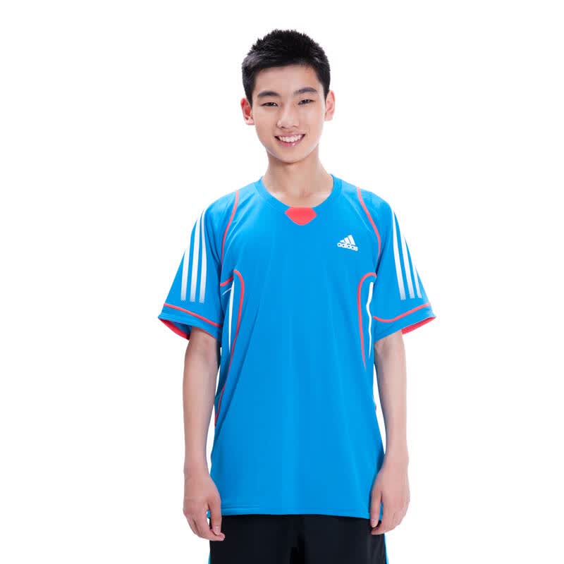 adidas 阿迪达斯 乒乓球 青少年款 男 蓝色t恤 蓝色 s