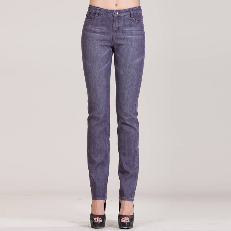 米兰登 夏季新款女裤 微弹力牛仔裤小直筒裤we210081 咖啡色 2xl