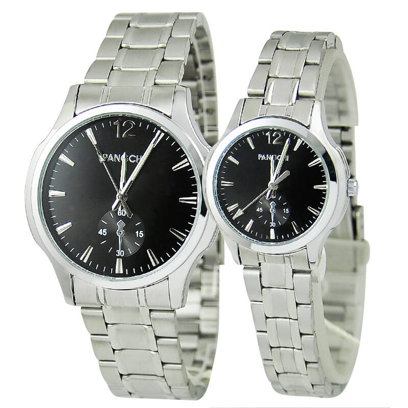 鹏志(pangchi)高贵典雅 经典概念刻度独立小表 休闲商务钢带情侣表