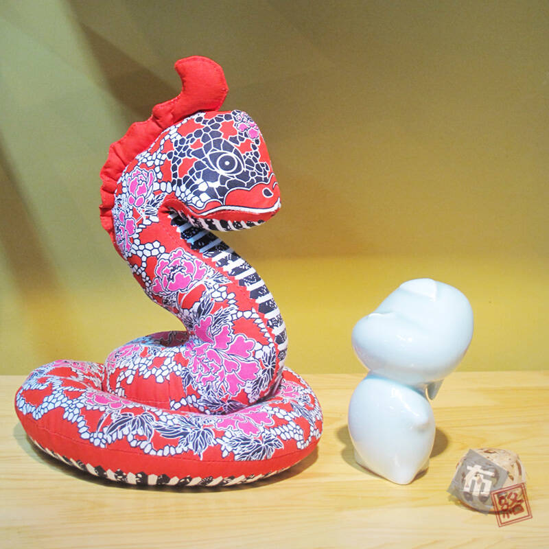 布络布艺毛绒玩具 年货生肖玩偶布偶系列 中式印花2013蛇年生肖纯棉