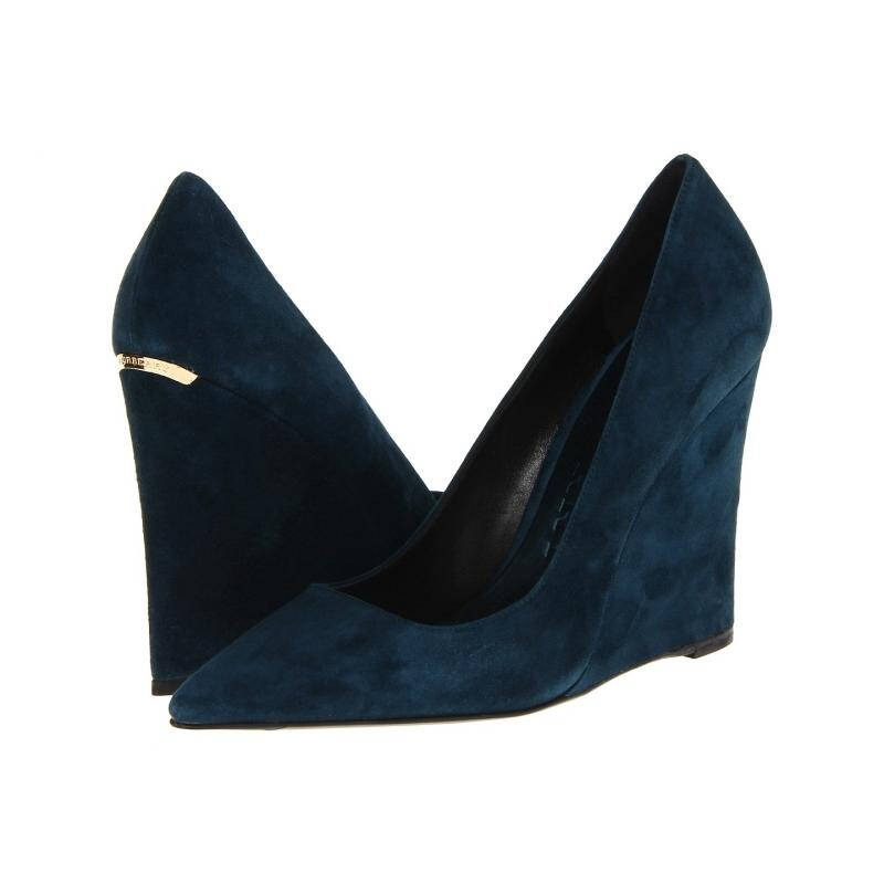 巴宝莉 burberry 女式坡跟单鞋 dark teal q00017867 8