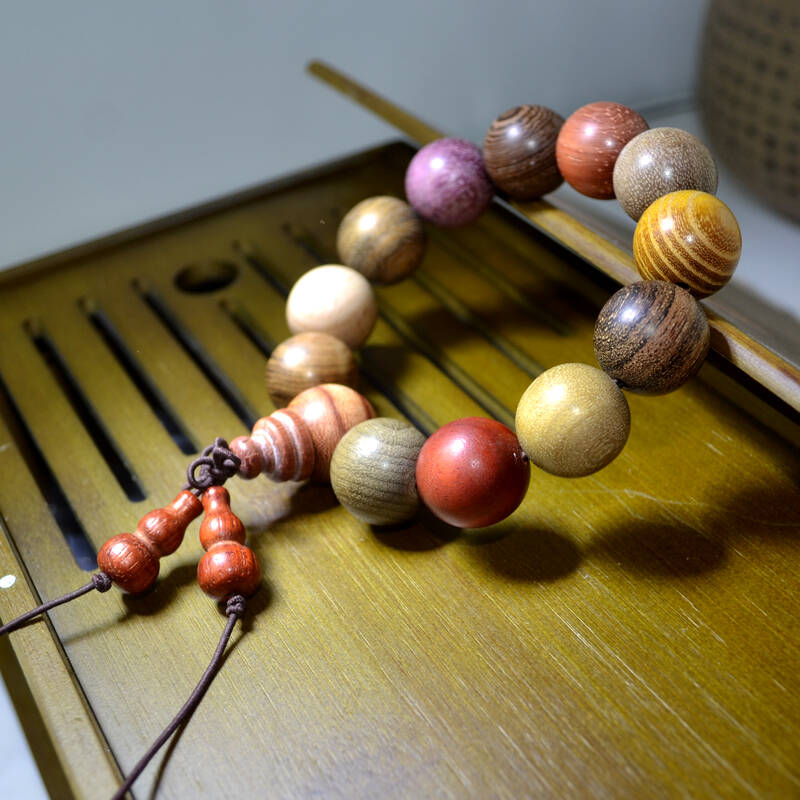 名古缘 优质天然18mm七彩木多宝手链手串木质饰品t3052315180