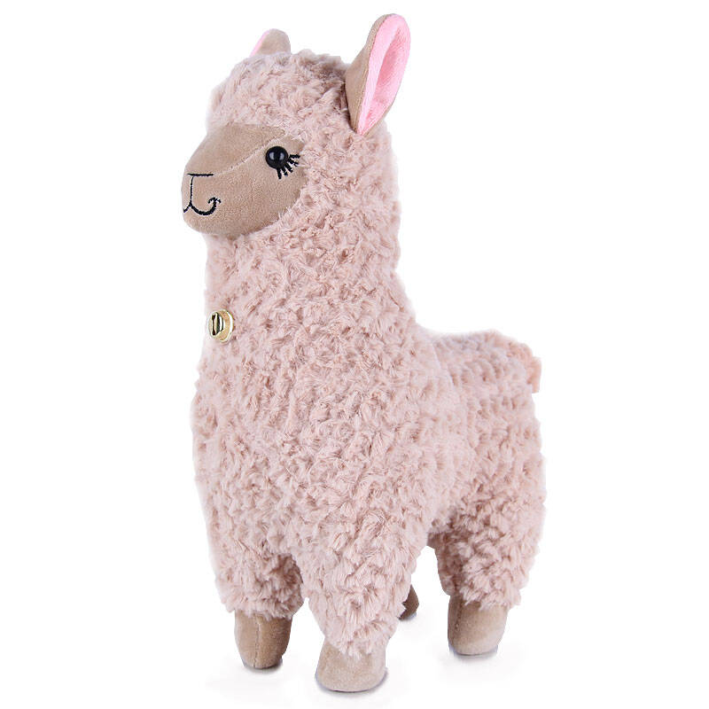 毛绒玩具公仔羊驼水草泥卷绒羊多色羊驼公仔 驼色35cm