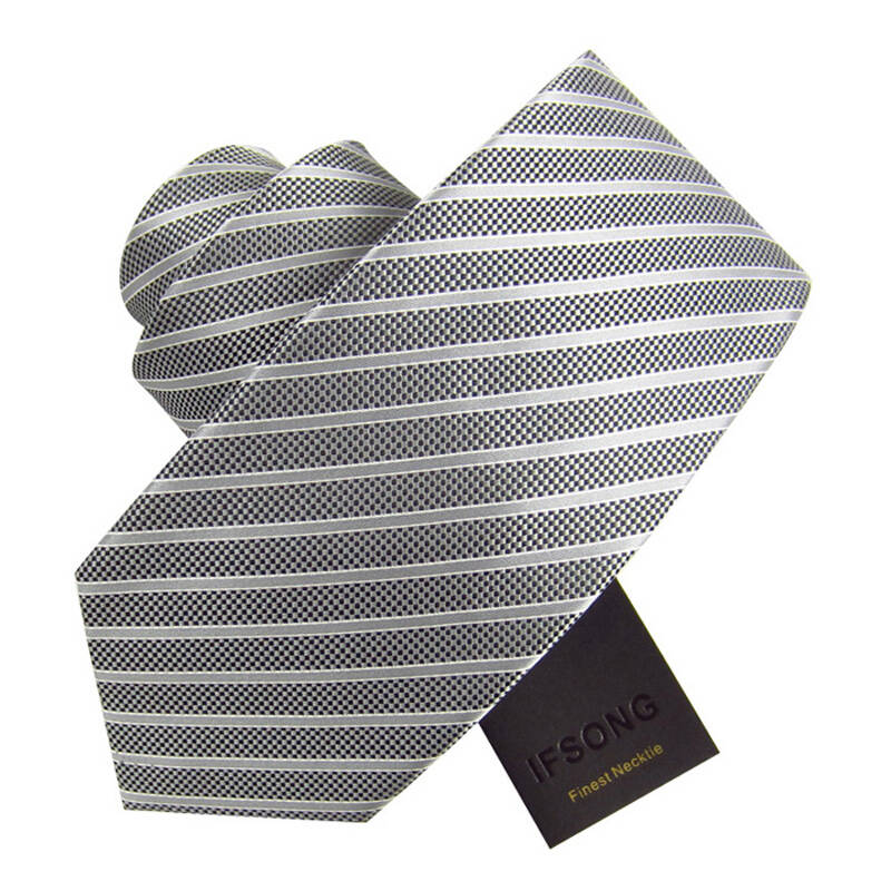 ifsong美宋 优雅男士正装商务结婚高档领带 8cm双线条纹暗格 高档礼盒