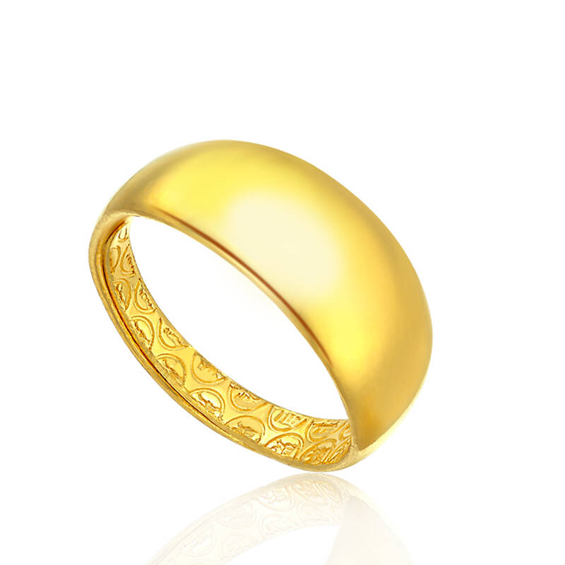 ijane简 如意 999千足金戒指女款 24k车花黄金戒指 结婚女戒正品