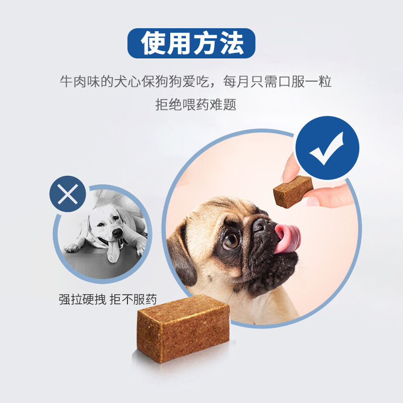 犬心保 Heartgard 狗体内驱虫药福来恩宠物狗驱蛔虫钩虫预防心丝虫药品小型犬s号美国进口整盒6粒装 商品详情