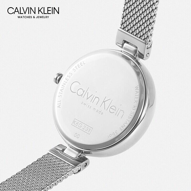 CK卡文克莱（Calvin Klein）Authentic 纯正系列手表 银色米兰风表带圆盘腕表石英女表 K8G23126