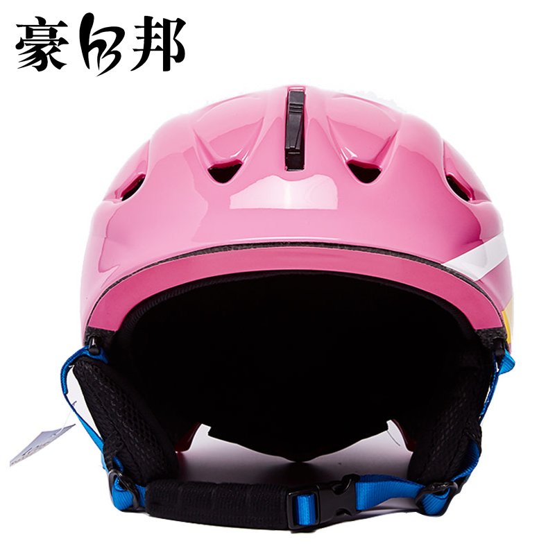 豪邦滑雪头盔滑雪头盔男滑雪头盔女滑雪头盔大码滑雪头盔亚洲版TK008 粉色头盔 L码(适合头围５５－５９)
