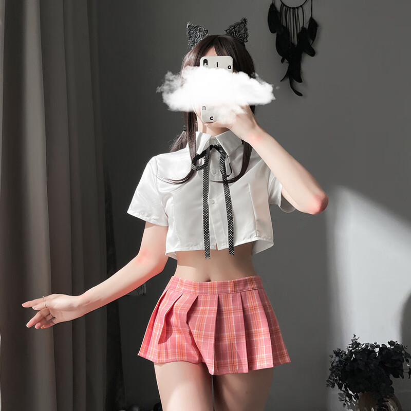 超短裙齐p漏超短裙jk超露性感没内衬百褶裙模特很辣