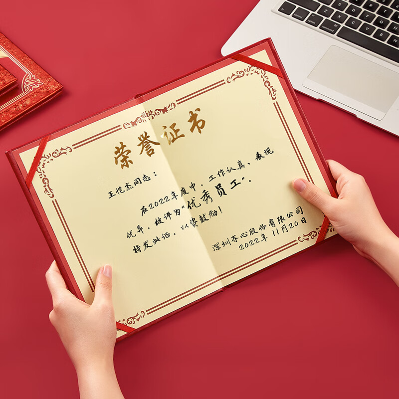 齐心(Comix)荣誉证书8K/10本装附12页证书内芯 精致烫金颁奖表彰奖状 办公文具 C5102