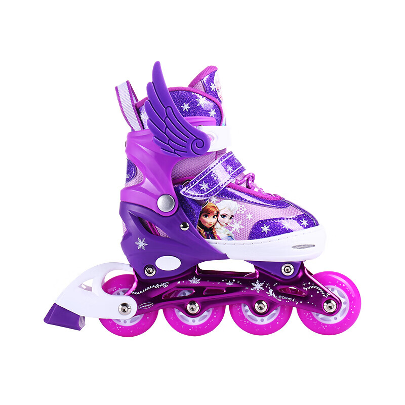 迪士尼(disney)儿童溜冰鞋紫色冰雪奇缘闪光轮滑鞋套装3-4-6岁小孩