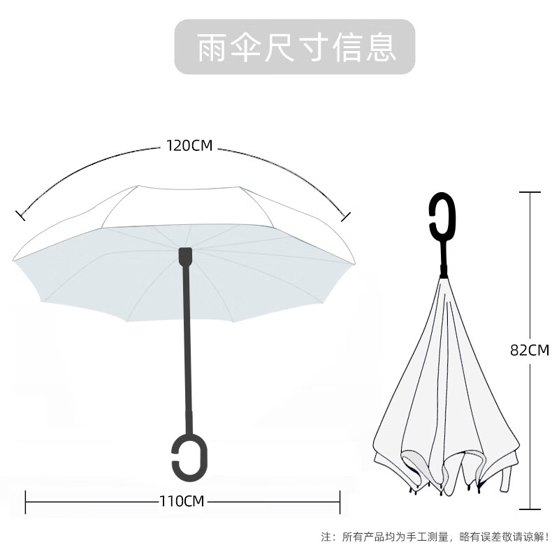 C Mon 双层反向雨伞免持式超大男士长柄直杆车载60cm 8骨反向伞星空蓝 商品详情