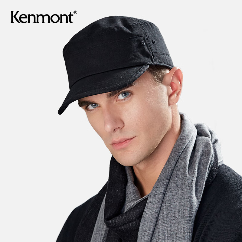 卡蒙 Kenmont Km 2528 帽子男平顶帽户外春秋帽子纯色鸭舌帽英伦休闲帽黑色 商品详情