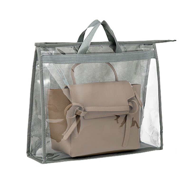 川诺 皮包保护袋包包收纳防尘袋衣柜悬挂式包包收纳袋透明 0019 灰色L码 