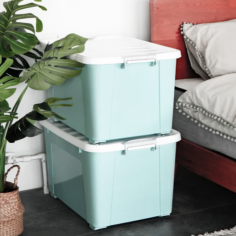 禧天龙 棉被衣物收纳箱 80升2个装带滑轮 儿童玩具整理箱 文件书籍储