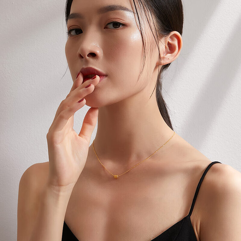 乐灵珠宝 黄金吊坠女足金3d硬金拉丝爱心转运珠项链坠子送女友slgp