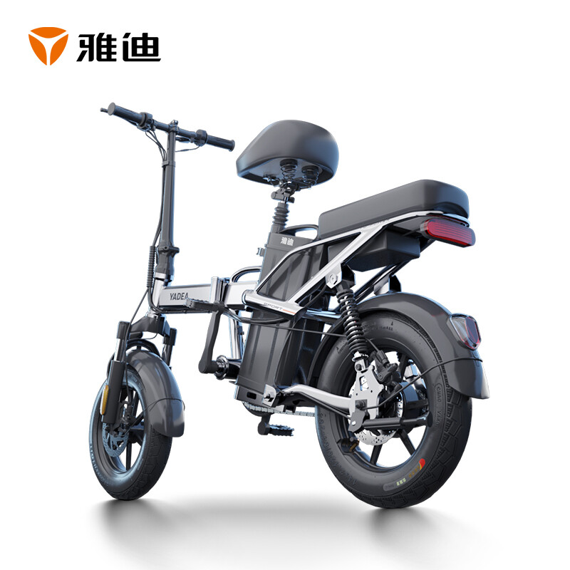 雅迪f4新款折叠车可提锂电电动车带后坐垫七重减震双碟刹电动自行车