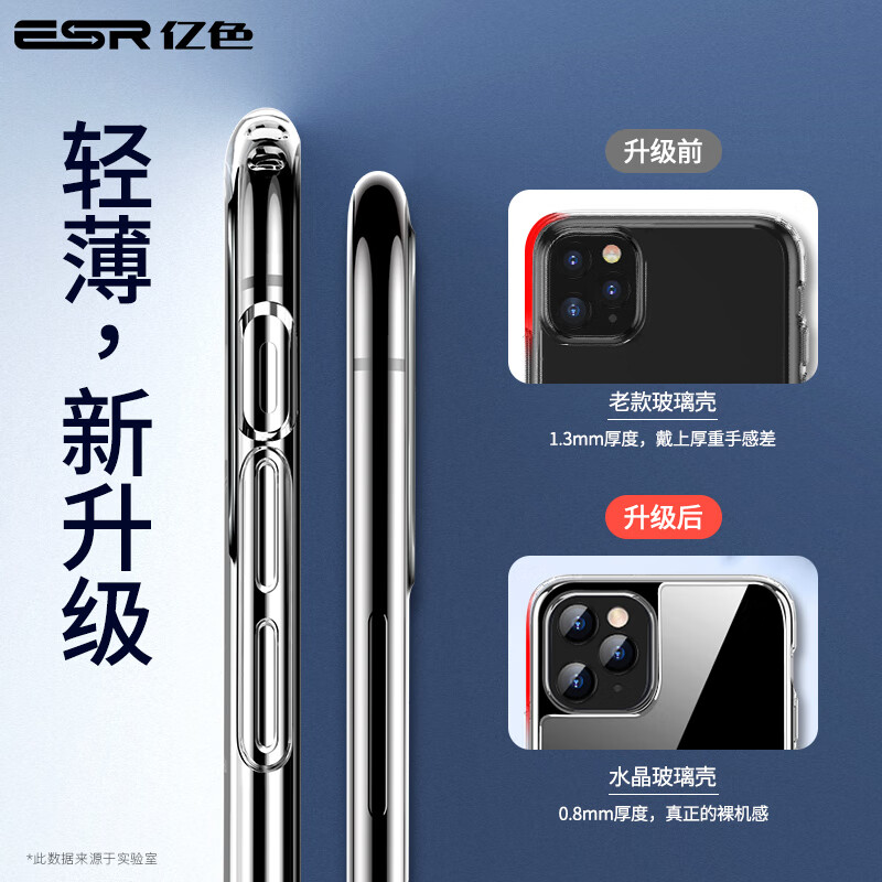 亿色 Esr Iphone11 Pro Max手机壳苹果11 Promax保护套全透明防摔玻璃壳硅胶软边镜面网红男女潮琉璃 剔透白 商品详情