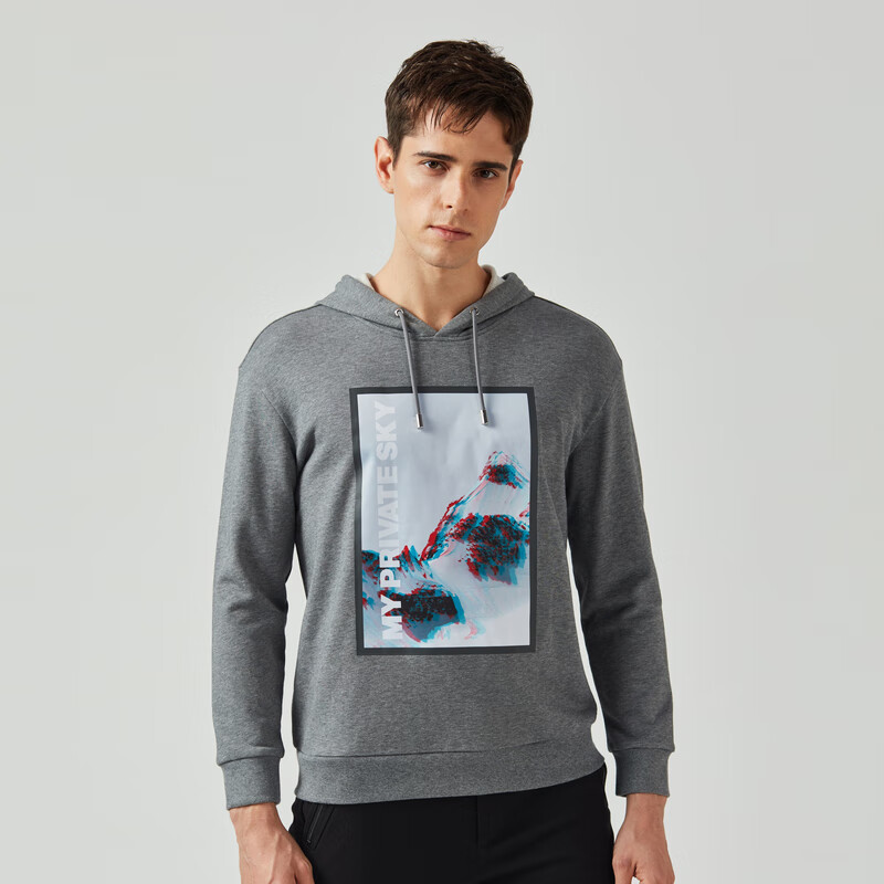 劲霸男装 k-boxing 卫衣男秋季男士休闲连帽上衣|vtwa3101 浅灰 165