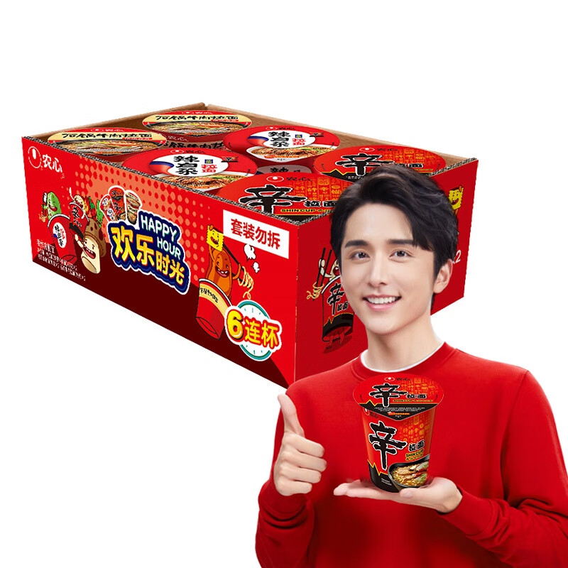 shim) 欢乐时光6连杯组合(辛拉面*2 辣白菜味*2 石锅牛肉味*2) 方便面