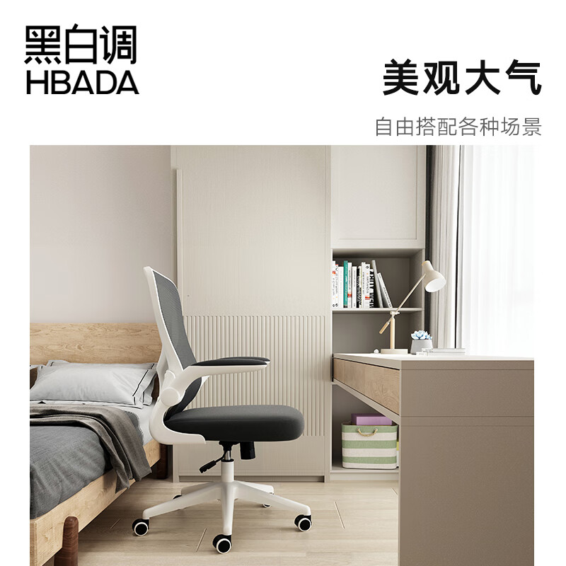 黑白调 电脑椅学习椅办公椅弓形椅书房家用学生座椅人体工学椅 HDNY163-轻灵 轻灵